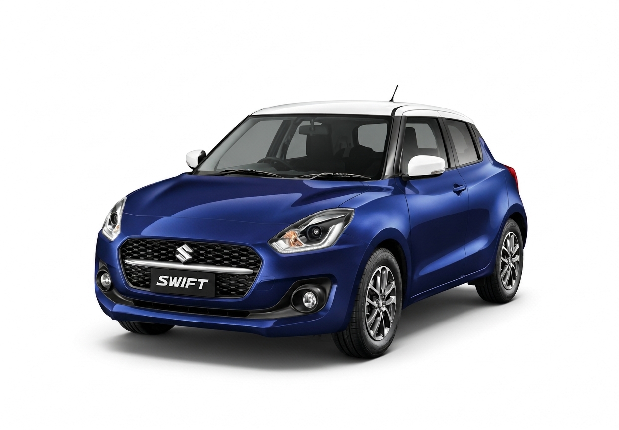 Suzuki Swift with blue and white roof